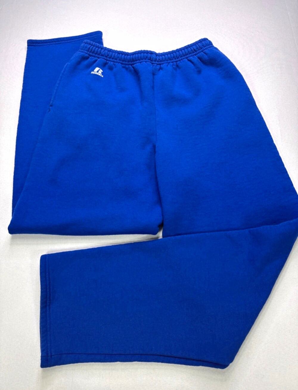 Vintage Russell Athletic Blue Fleece Sweatpants Large Relaxed Straight Leg Retro